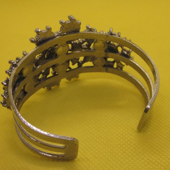 Turquoise Colored & Silver Tone Cuff Bracelet - Picture 2 of 3